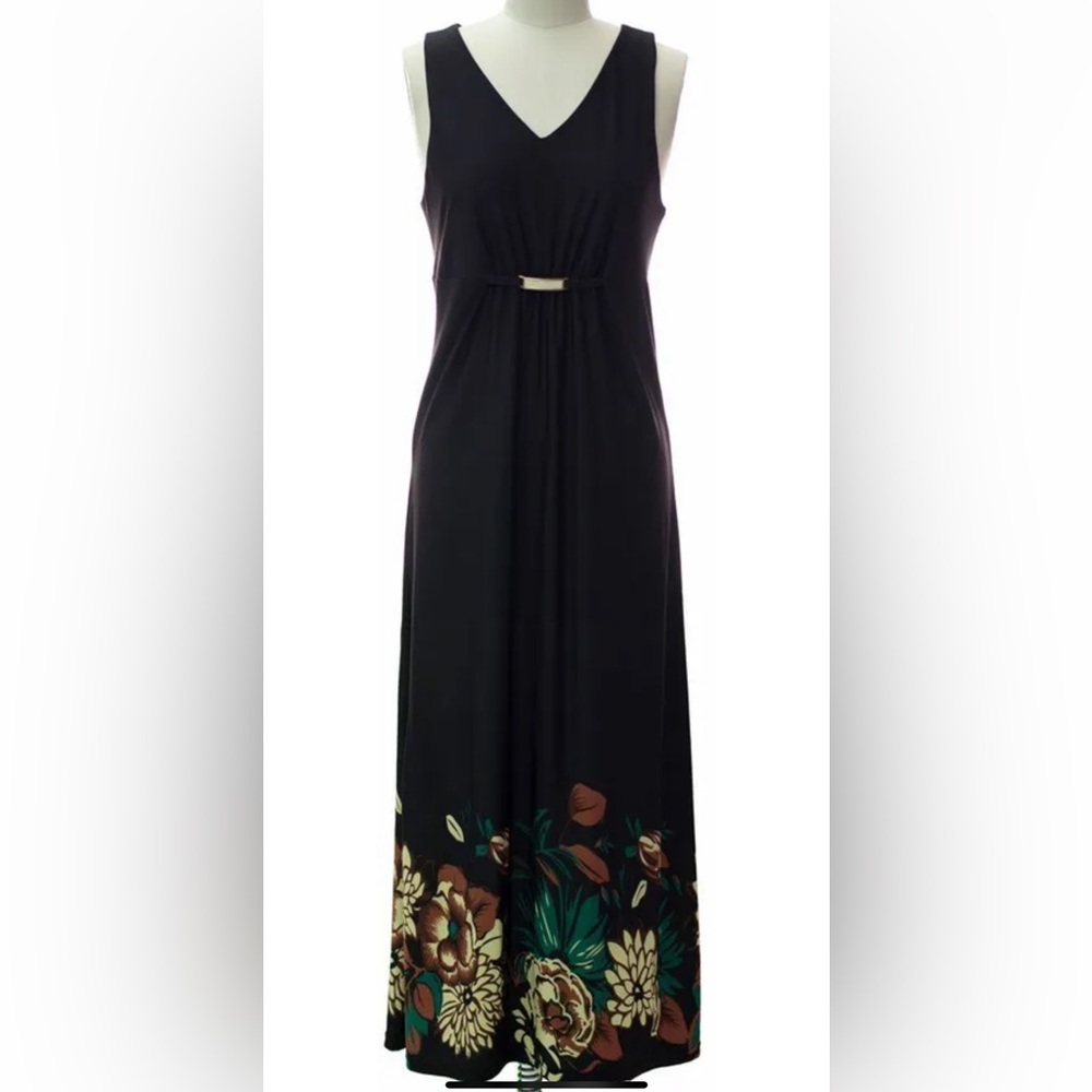 LAST ONE Floral Dresses Ankle length Sleeveless Black
